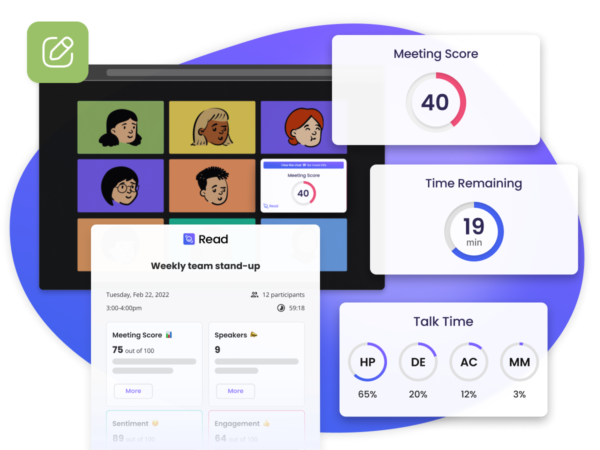 Virtual Assistant for Meetings, Meeting Timer, Talk Time, Notes Read